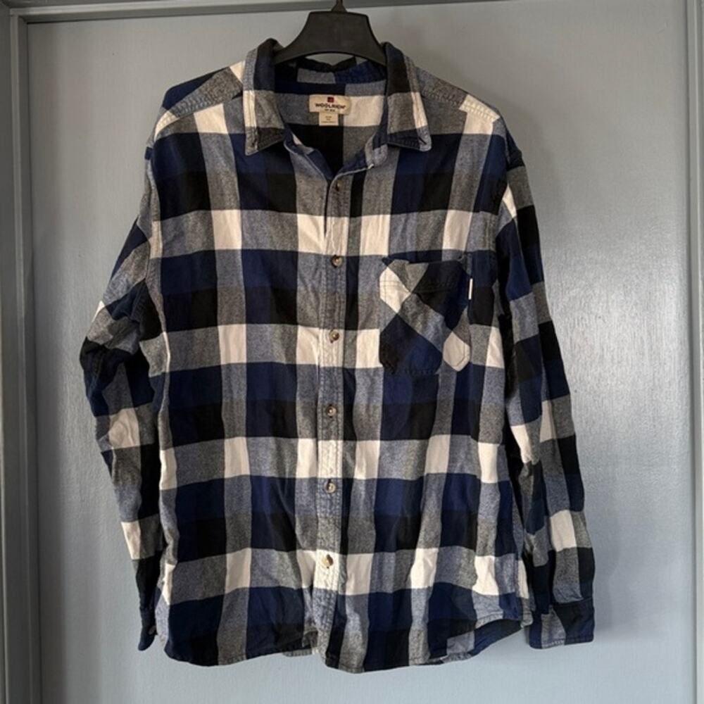 Woolrich Mens Blue Plaid Flannel Button Front Shirt Long Sleeves sz 2XL